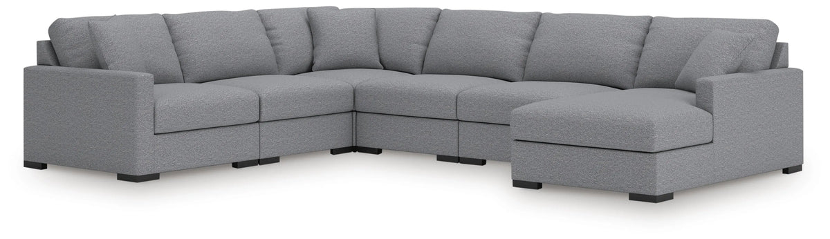 Seccional de 6 piezas Omaha by Ashley con chaise longue con espacio de almacenamiento - Sal y pimienta