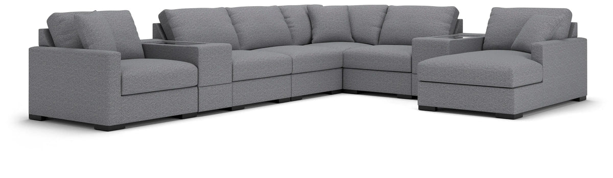 Omaha by Ashley 8-Piece Sectional with Storage Chaise and Storage Consoles - Salt and Pepper