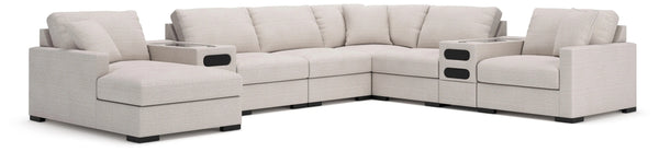Omaha by Ashley 8-Piece Sectional with Storage Chaise and Audio Consoles