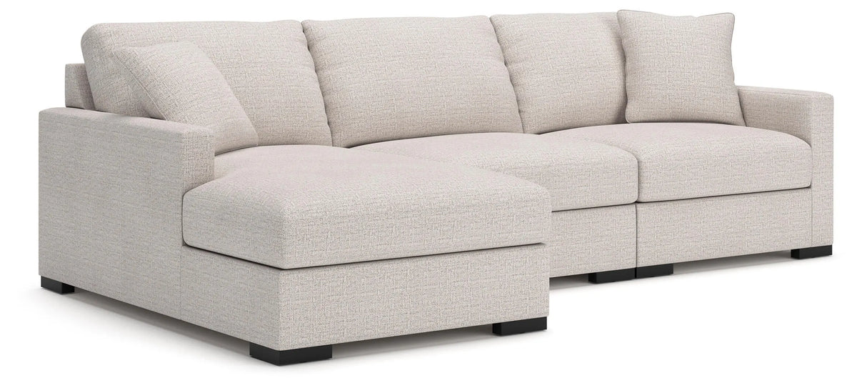 Omaha by Ashley 3-Piece Sectional Sofa Storage Chaise - Stone