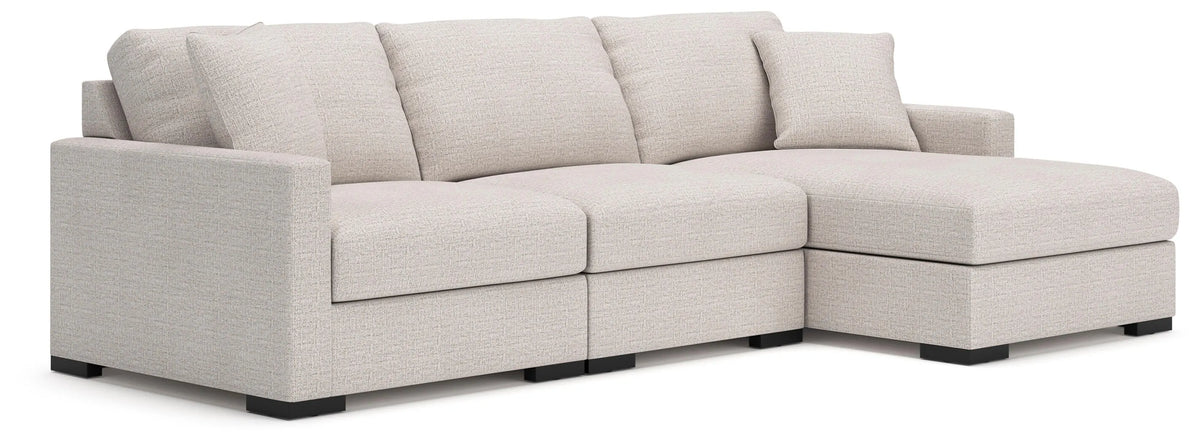 Omaha by Ashley 3-Piece Sectional Sofa Storage Chaise - Stone