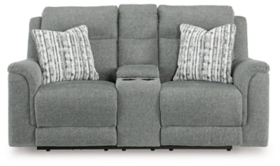 Loveseat reclinable eléctrico con desbordamiento y consola