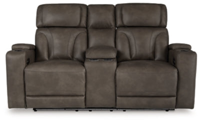 Sofá de dos plazas reclinable eléctrico Warrior Peak con consola