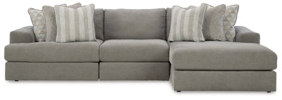 Seccional de 3 piezas con chaise longue Avaliyah - Ceniza