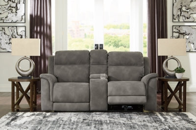 Loveseat reclinable eléctrico DuraPella de última generación con consola