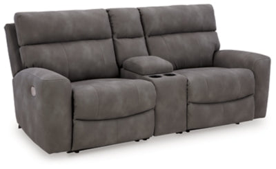 Next-Gen DuraPella 3-Piece Power Reclining Sectional Loveseat with Console - Slate