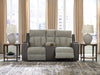 Stately Check Power Reclining Loveseat with Console