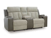 Stately Check Power Reclining Loveseat with Console