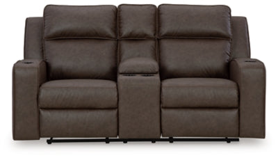 Loveseat reclinable Lavenhorne con consola - Ocre oscuro