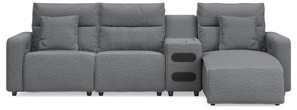 Seccional reclinable Modmax II de 4 piezas con chaise longue y consola de audio