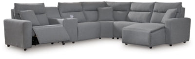Seccional reclinable eléctrico Modmax II de 6 piezas con chaise longue y consola