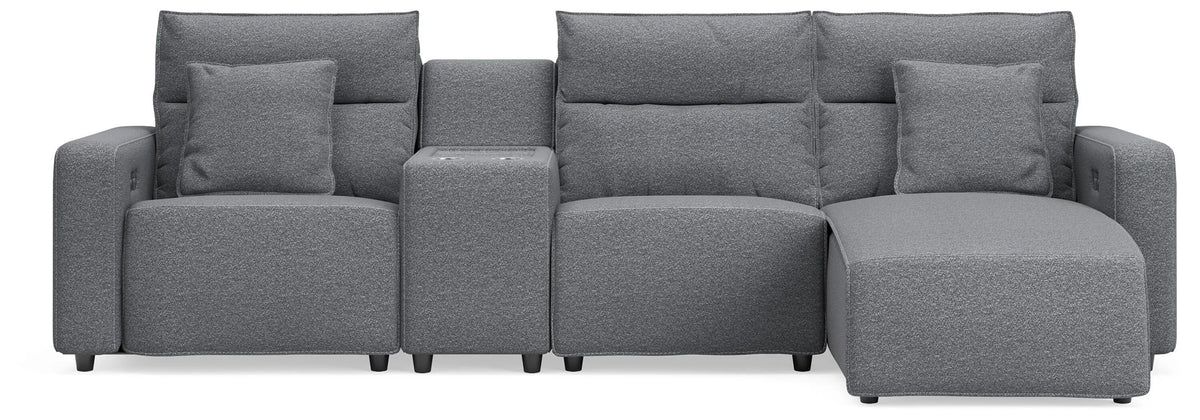 ModMax II 4-Piece Reclining Sectional with Chaise and Console - Salt and Pepper