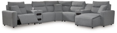 Seccional reclinable eléctrico Modmax II de 7 piezas con chaise longue y consolas de audio