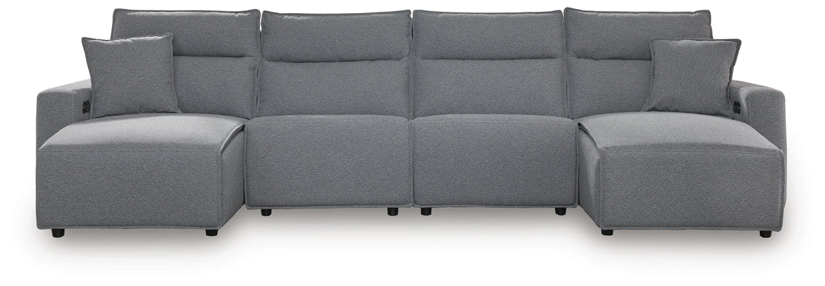Seccional reclinable Modmax II de 4 piezas con chaise longue doble - Sal y pimienta