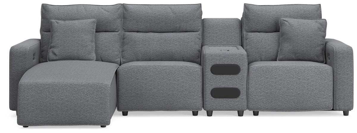 ModMax II 4-Piece Reclining Sectional with Chaise and Audio Console - Salt and Pepper