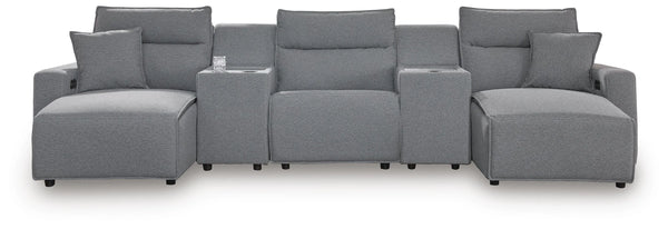 Seccional reclinable Modmax II de 5 piezas con chaise longue doble y consolas