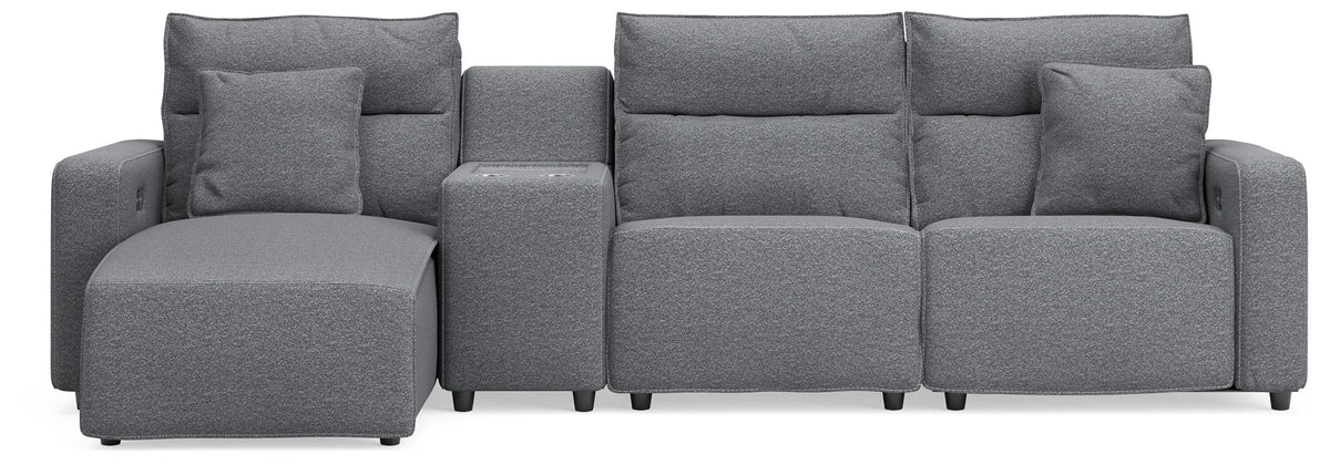 ModMax II 4-Piece Reclining Sectional with Chaise and Console - Salt and Pepper