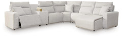 Seccional reclinable eléctrico Modmax II de 6 piezas con chaise longue y consola