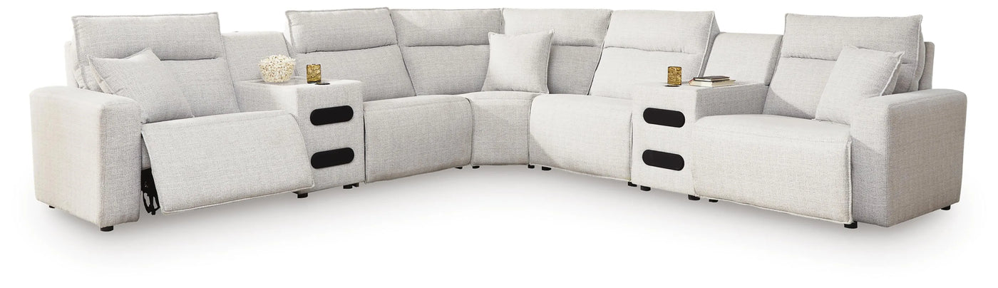 Seccional reclinable eléctrico Modmax II de 7 piezas con chaise longue y consolas de audio