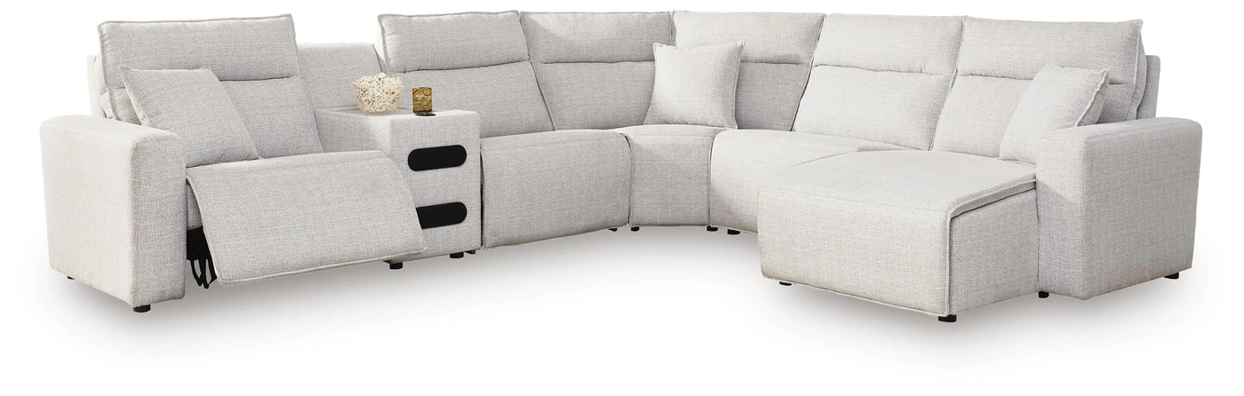 Seccional reclinable Modmax II de 6 piezas con chaise longue y consola de audio