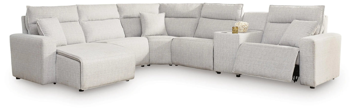 Seccional reclinable eléctrico Modmax II de 6 piezas con chaise longue y consola
