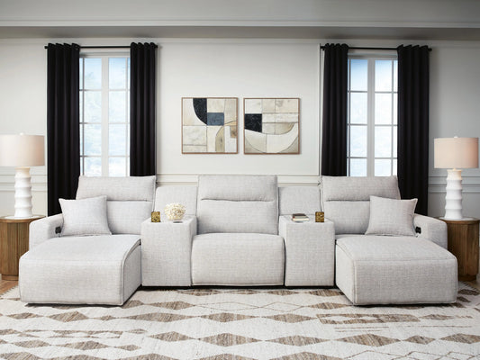 Seccional reclinable eléctrico Modmax II de 5 piezas con chaise longue y consolas