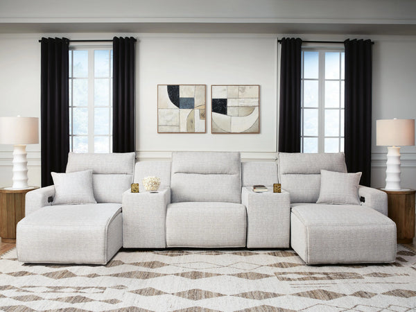 Seccional reclinable eléctrico Modmax II de 5 piezas con chaise longue y consolas