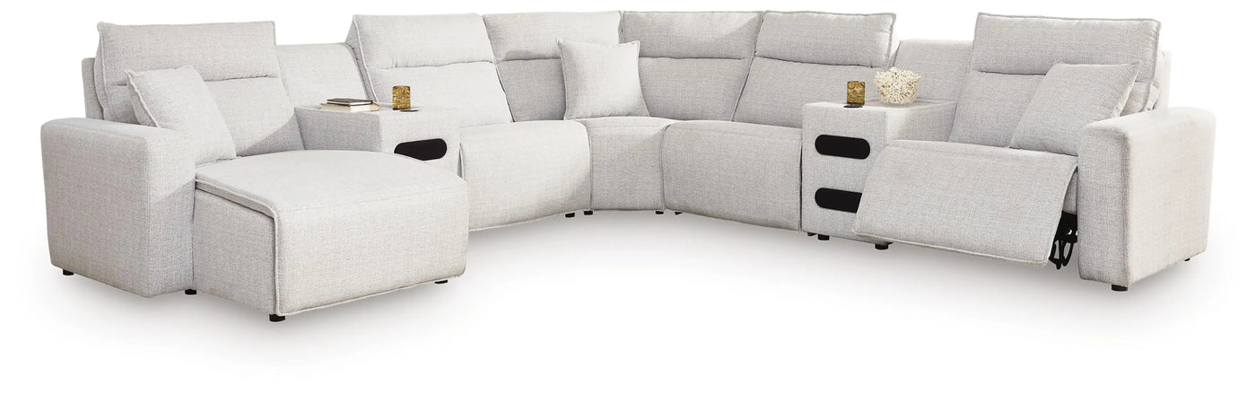 Seccional reclinable eléctrico Modmax II de 7 piezas con chaise longue y consolas de audio