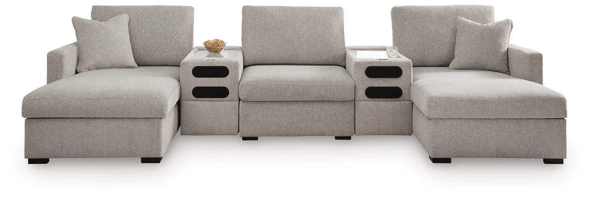 ModMax Luxe 5-Piece Double Chaise Sectional with Audio Consoles - Flint
