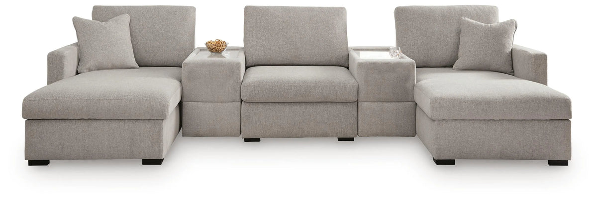 ModMax Luxe 5-Piece Double Chaise Sectional with Storage Consoles - Flint