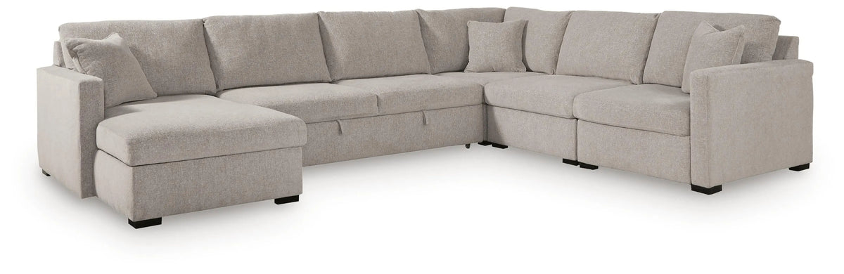 ModMax Luxe 5-Piece Sectional with Chaise and Pop Up Sleeper - Flint