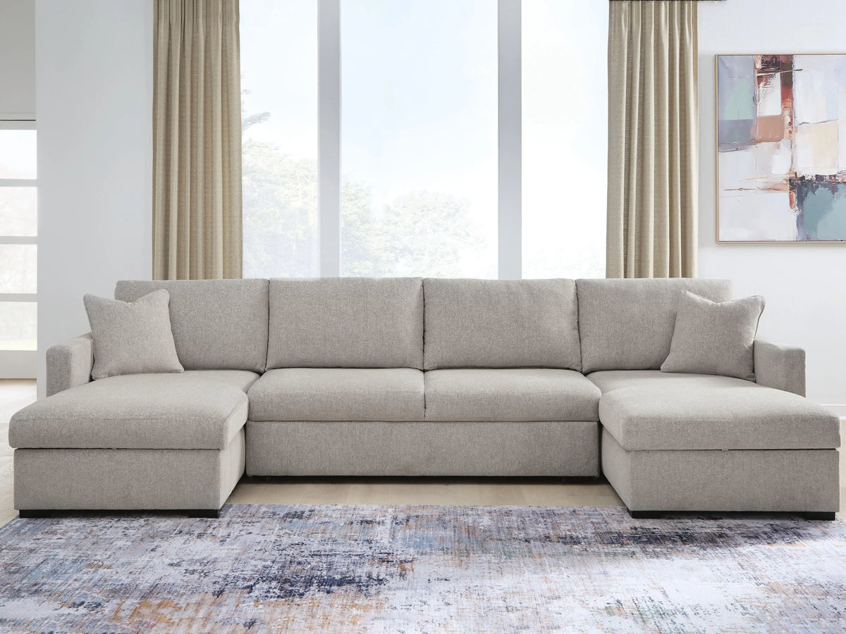 ModMax Luxe 3-Piece Double Storage Chaise Sectional with Pop Up Sleeper - Flint