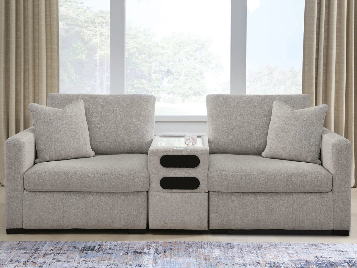 ModMax Luxe 3-Piece Sectional Loveseat with Audio Console - Flint