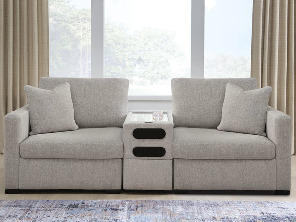 Sofá de dos plazas seccional ModMax Luxe de 3 piezas con consola de audio