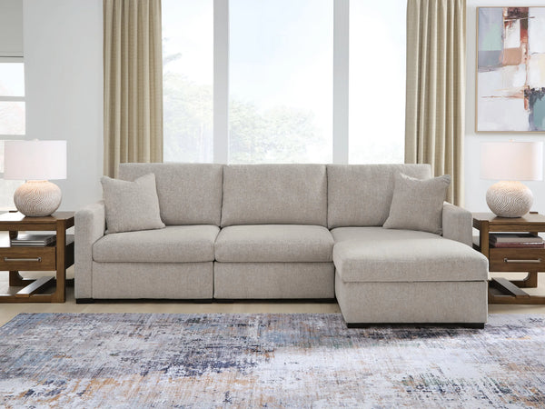 Sofá seccional de 3 piezas ModMax Luxe con almacenamiento y chaise longue