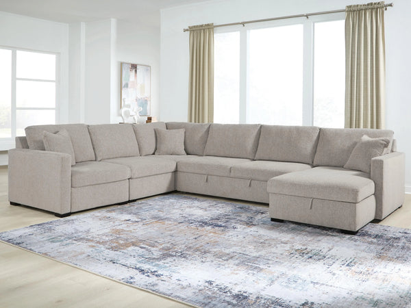 ModMax Luxe 5-Piece Sectional with Storage Chaise and Pop Up Sleeper