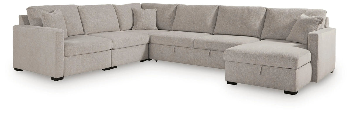 ModMax Luxe 5-Piece Sectional with Storage Chaise and Pop Up Sleeper - Flint