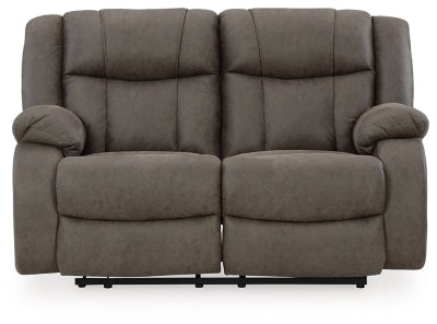 First Base Reclining Loveseat - Gunmetal