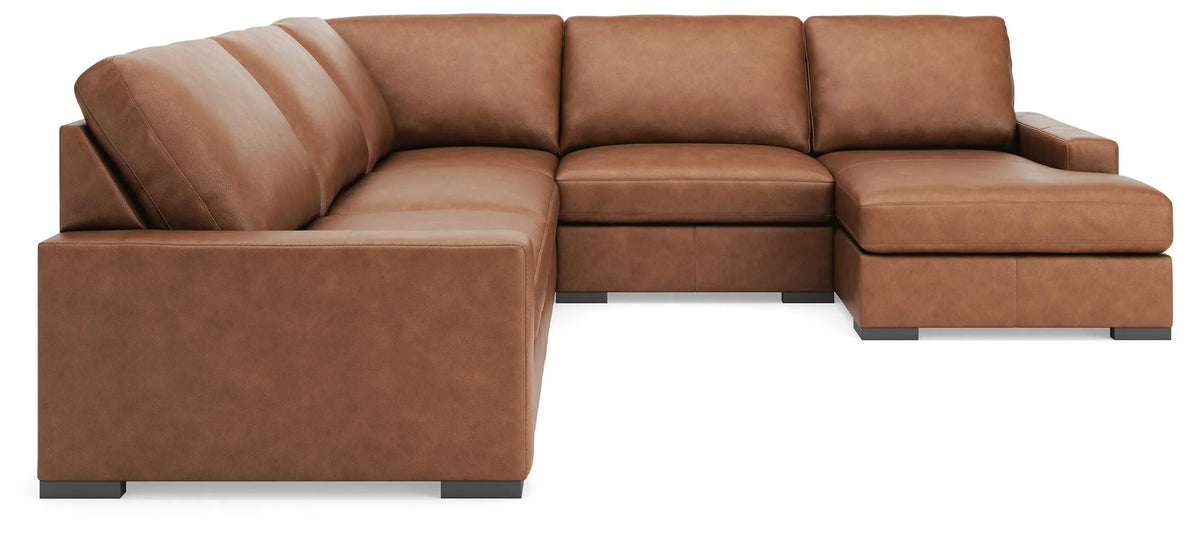 Seccional Calden de 5 piezas con chaise longue - Caramelo