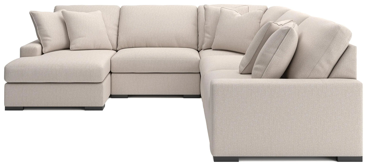 Seccional Calden de 5 piezas con chaise longue - Ostra