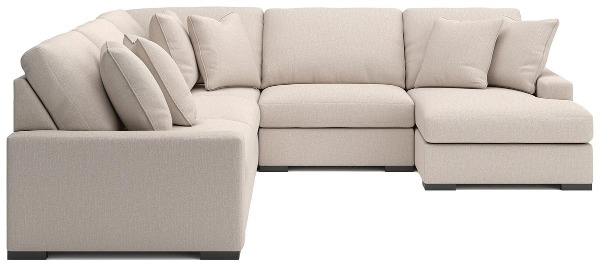 Seccional Calden de 5 piezas con chaise longue - Ostra