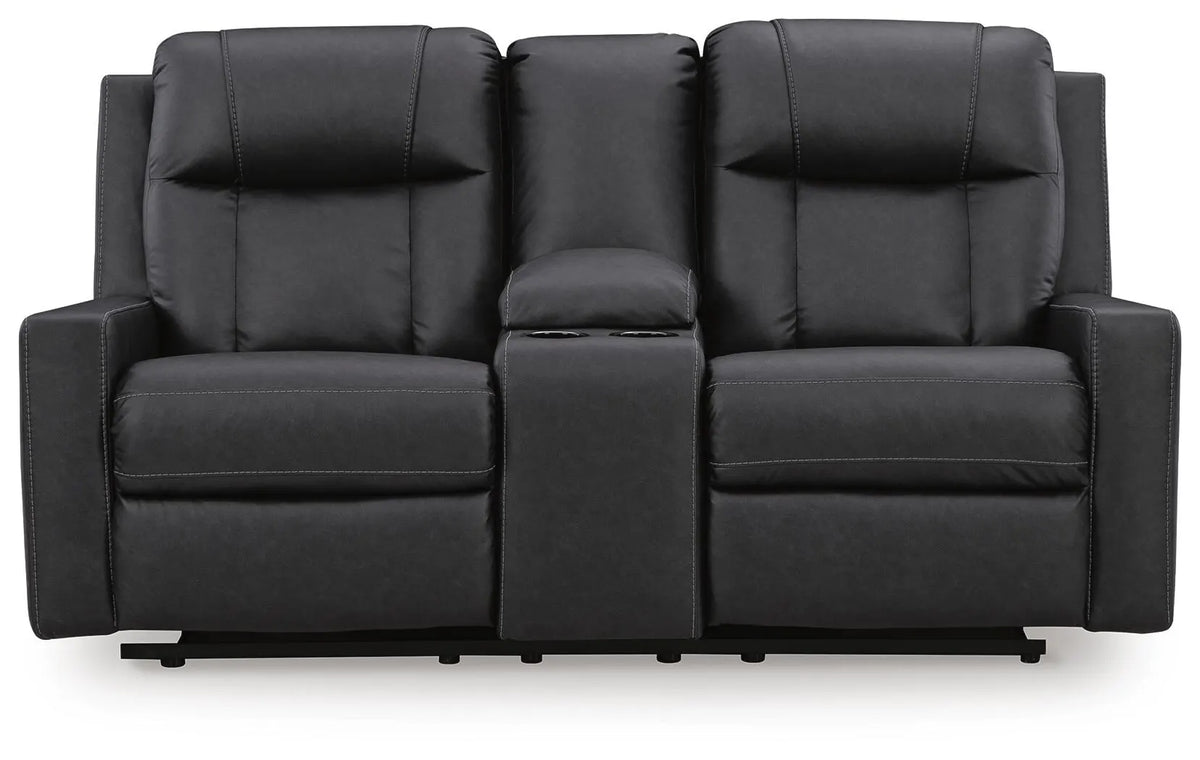 Mackmenville Reclining Loveseat with Console - Carbon