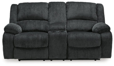 Draycoll Power Reclining Loveseat with Console - Slate
