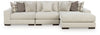 Seccional Barrelton de 3 piezas con chaise longue