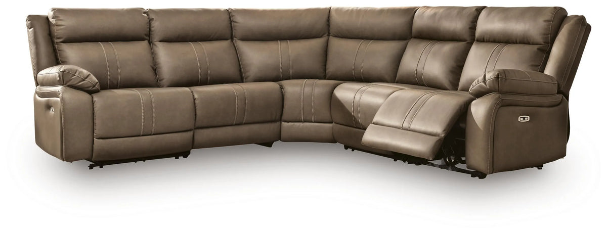 Max-Media 5-Piece Power Reclining Sectional - Biscotti