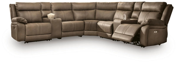 Max-Media 7-Piece Power Reclining Sectional with Audio Consoles