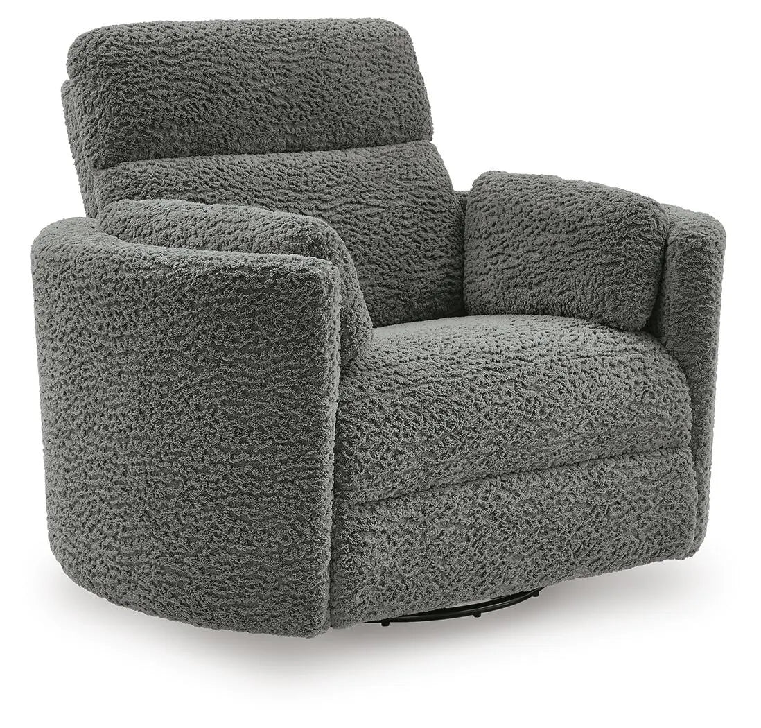 Moonrae Swivel Power Glider Recliner - Lead