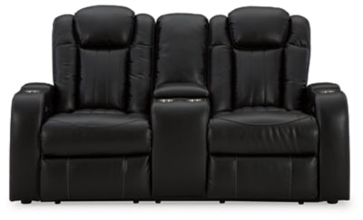 Caveman Den Power Reclining Loveseat with Console - Midnight