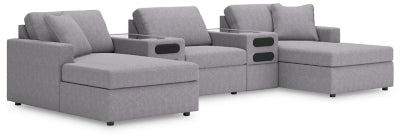 Seccional Modmax de 5 piezas con chaise longue y consola de audio