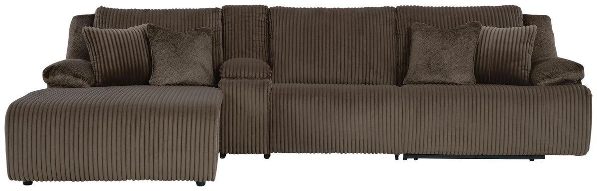 Top Tier 4-Piece Reclining Sectional with Chaise - Chocolate